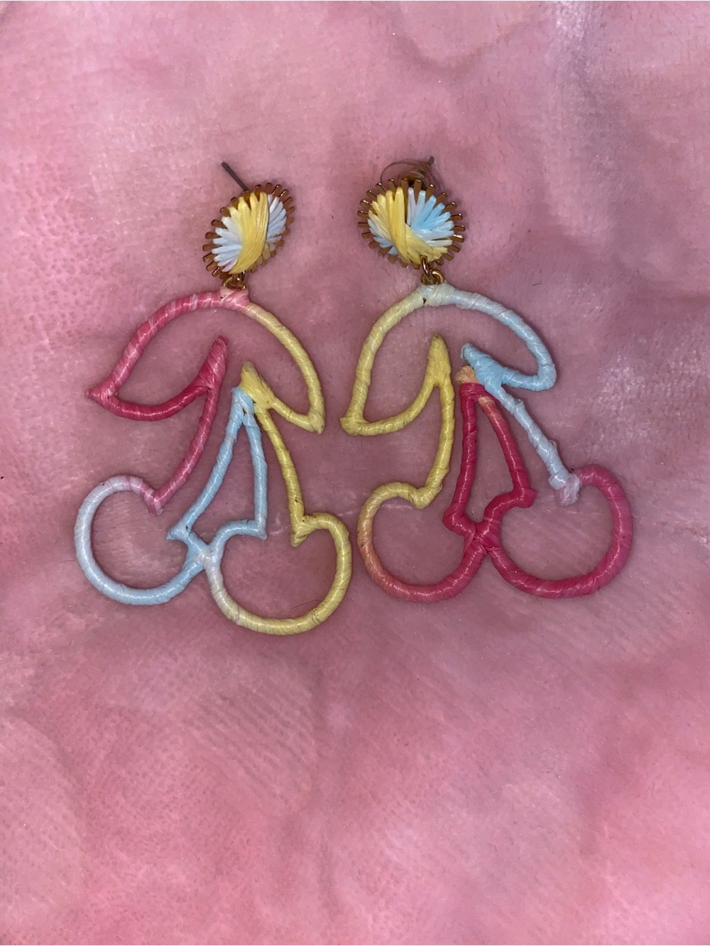 Dolls Kill Pastel Cherry Drop Earrings in Pink, Yellow, Blue, Cream